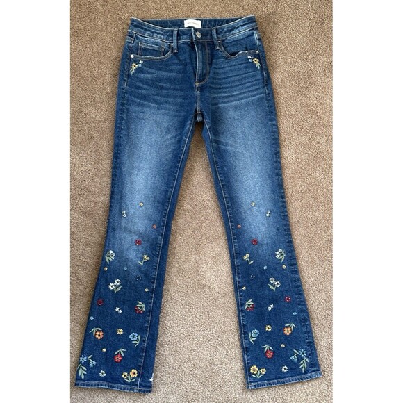 Driftwood Kelly Jeans W2 L31  Bootcut Embroidered Boho Festival Y2K Flowers - Picture 1 of 11